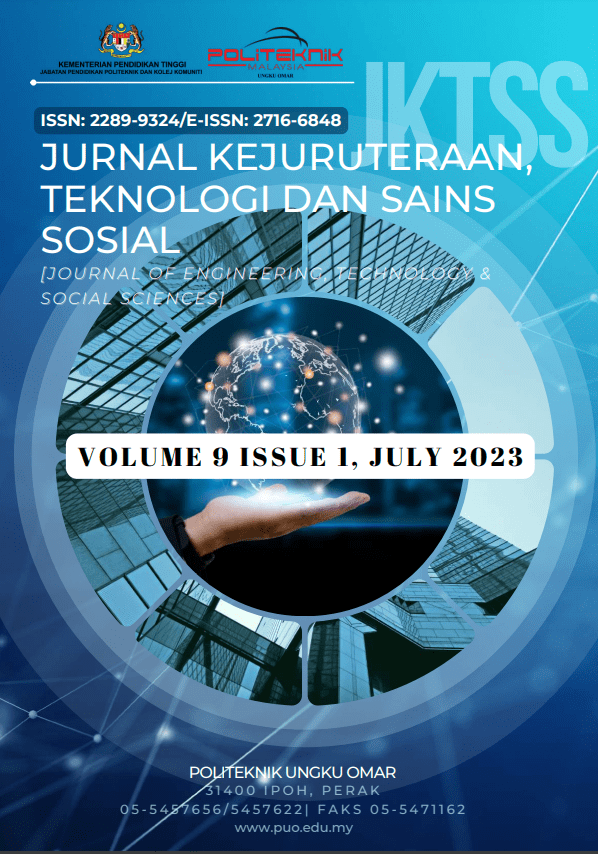 					View Vol. 9 No. 1 (2023): Jurnal Kejuruteraan Teknologi Sains & Sosial (JKTSS)
				